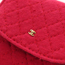 CHANEL Matelasse Chain Shoulder Pouch Cotton Red Gold CC Auth 208720V-15
