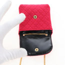 CHANEL Matelasse Chain Shoulder Pouch Cotton Red Gold CC Auth 208720V-16