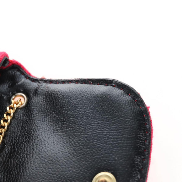 CHANEL Matelasse Chain Shoulder Pouch Cotton Red Gold CC Auth 208720V
