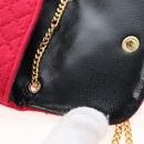 CHANEL Matelasse Chain Shoulder Pouch Cotton Red Gold CC Auth 208720V-18