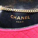 CHANEL Matelasse Chain Shoulder Pouch Cotton Red Gold CC Auth 208720V-20