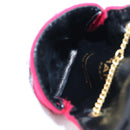 CHANEL Matelasse Chain Shoulder Pouch Cotton Red Gold CC Auth 208720V-21