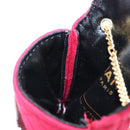 CHANEL Matelasse Chain Shoulder Pouch Cotton Red Gold CC Auth 208720V-22