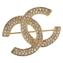 CHANEL Brooch metal Gold CC Auth 208721M-1
