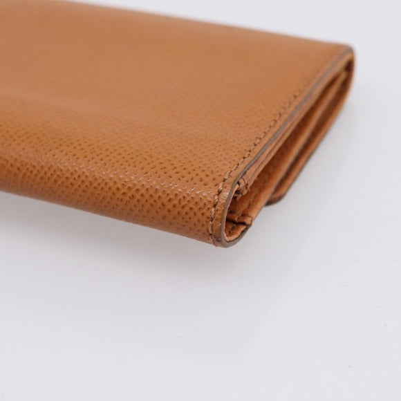 CHANEL Card Case Leather Brown Gold Tone CC Auth 208722M