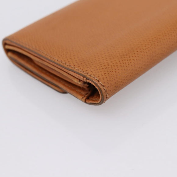 CHANEL Card Case Leather Brown Gold Tone CC Auth 208722M