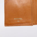CHANEL Card Case Leather Brown Gold Tone CC Auth 208722M-13
