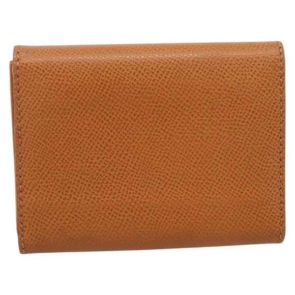 CHANEL Card Case Leather Brown Gold Tone CC Auth 208722M