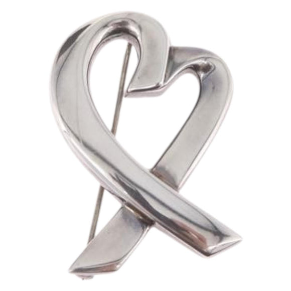 Tiffany & Co. Loving Heart Brooch Ag925 Silver Auth 208723M