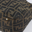 FENDI Zucca Canvas Hand Bag Black Brown Auth 208726V-10