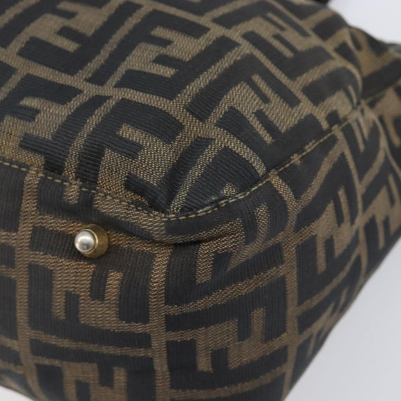 FENDI Zucca Canvas Hand Bag Black Brown Auth 208726V