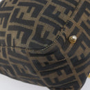 FENDI Zucca Canvas Hand Bag Black Brown Auth 208726V-11
