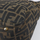 FENDI Zucca Canvas Hand Bag Black Brown Auth 208726V-12