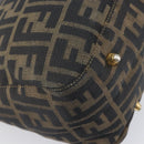 FENDI Zucca Canvas Hand Bag Black Brown Auth 208726V-13
