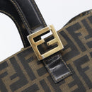 FENDI Zucca Canvas Hand Bag Black Brown Auth 208726V-14