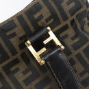 FENDI Zucca Canvas Hand Bag Black Brown Auth 208726V-15