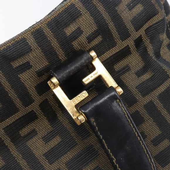FENDI Zucca Canvas Hand Bag Black Brown Auth 208726V