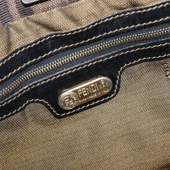 FENDI Zucca Canvas Hand Bag Black Brown Auth 208726V
