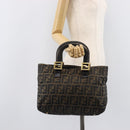 FENDI Zucca Canvas Hand Bag Black Brown Auth 208726V-23