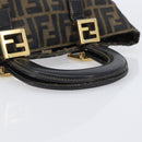 FENDI Zucca Canvas Hand Bag Black Brown Auth 208726V-7