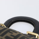 FENDI Zucca Canvas Hand Bag Black Brown Auth 208726V-8