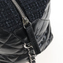CHANEL Matelasse Portello Hand Bag Lamb Skin 2way Black Silver CC Auth 208729V-18