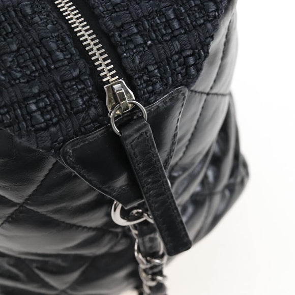 CHANEL Matelasse Portello Hand Bag Lamb Skin 2way Black Silver CC Auth 208729V