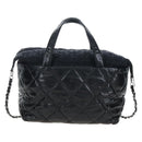 CHANEL Matelasse Portello Hand Bag Lamb Skin 2way Black Silver CC Auth 208729V-3