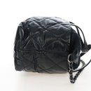 CHANEL Matelasse Portello Hand Bag Lamb Skin 2way Black Silver CC Auth 208729V-5