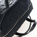 CHANEL Matelasse Portello Hand Bag Lamb Skin 2way Black Silver CC Auth 208729V-6