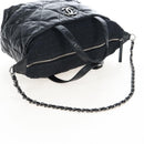 CHANEL Matelasse Portello Hand Bag Lamb Skin 2way Black Silver CC Auth 208729V-9