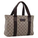 GUCCI GG Supreme Tote Bag PVC Beige Silver 141976 Auth 208730-1