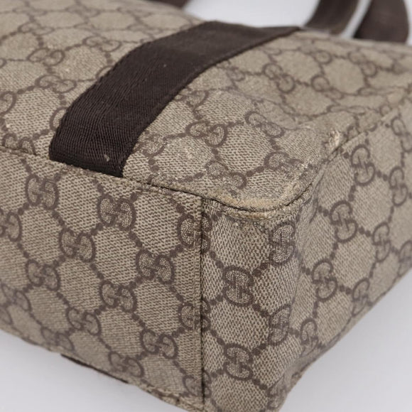 GUCCI GG Supreme Tote Bag PVC Beige Silver 141976 Auth 208730