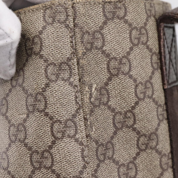 GUCCI GG Supreme Tote Bag PVC Beige Silver 141976 Auth 208730