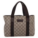 GUCCI GG Supreme Tote Bag PVC Beige Silver 141976 Auth 208730-2
