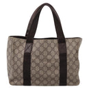 GUCCI GG Supreme Tote Bag PVC Beige Silver 141976 Auth 208730-3