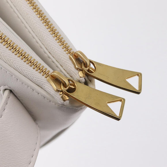 Bottega Veneta MAXI INTRECCIATO Body Bag Leather White Gold Auth 208731V