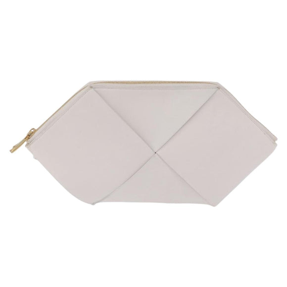 Bottega Veneta MAXI INTRECCIATO Body Bag Leather White Gold Auth 208731V