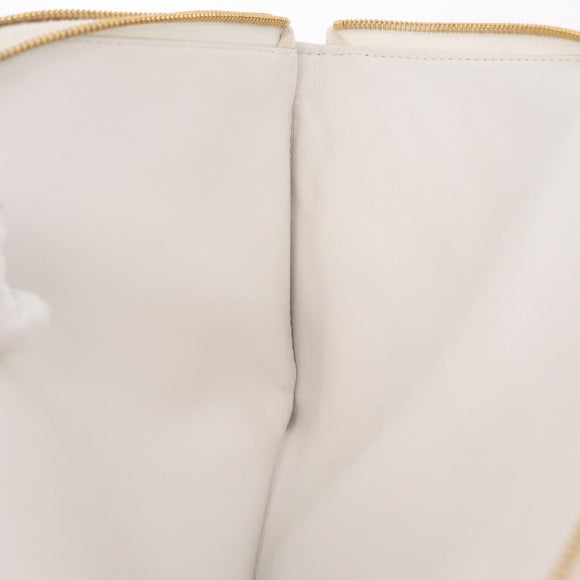 Bottega Veneta MAXI INTRECCIATO Body Bag Leather White Gold Auth 208731V