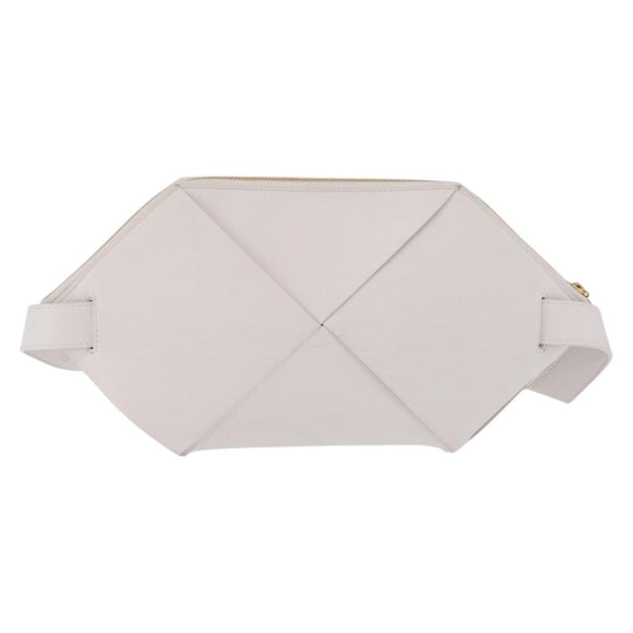 Bottega Veneta MAXI INTRECCIATO Body Bag Leather White Gold Auth 208731V