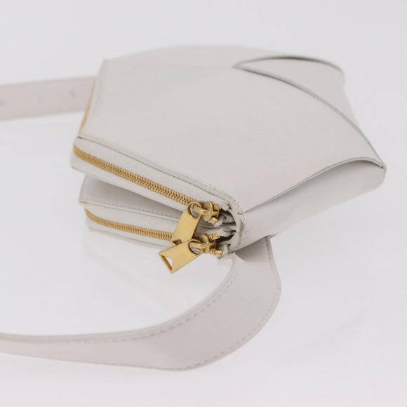 Bottega Veneta MAXI INTRECCIATO Body Bag Leather White Gold Auth 208731V