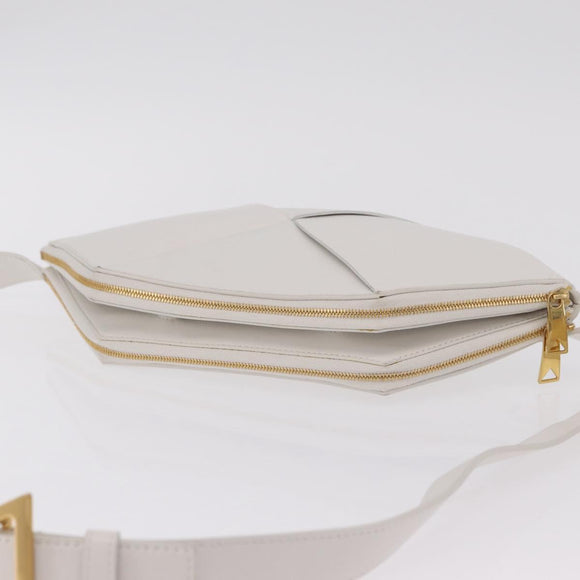 Bottega Veneta MAXI INTRECCIATO Body Bag Leather White Gold Auth 208731V
