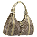 GUCCI GG Crystal Jackie Shoulder Bag Beige Gold 203495 Auth 208732-1