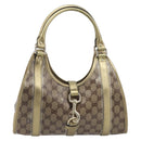 GUCCI GG Crystal Jackie Shoulder Bag Beige Gold 203495 Auth 208732-2