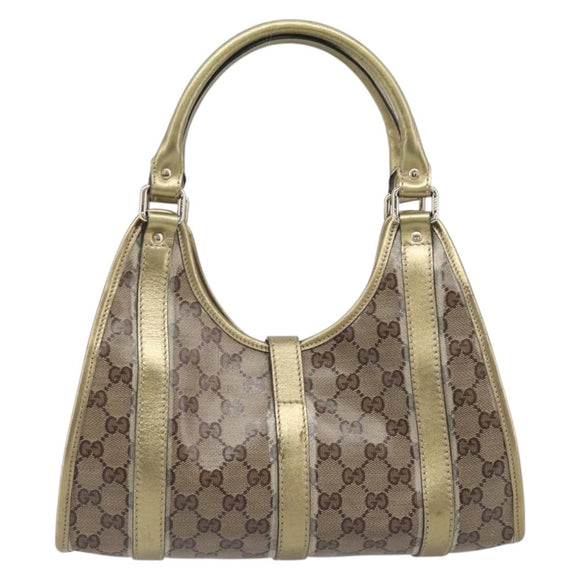 GUCCI GG Crystal Jackie Shoulder Bag Beige Gold 203495 Auth 208732