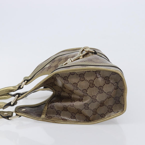 GUCCI GG Crystal Jackie Shoulder Bag Beige Gold 203495 Auth 208732