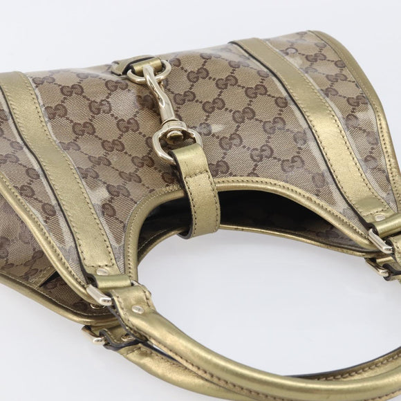 GUCCI GG Crystal Jackie Shoulder Bag Beige Gold 203495 Auth 208732