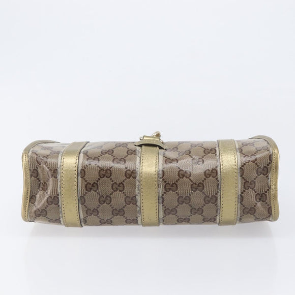GUCCI GG Crystal Jackie Shoulder Bag Beige Gold 203495 Auth 208732