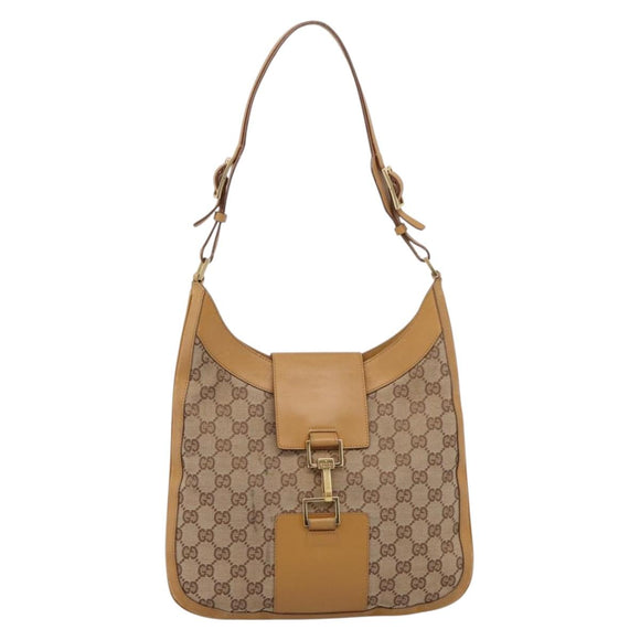 GUCCI GG Canvas Shoulder Bag Beige Gold 001 4129 Auth 208735