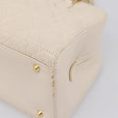 Christian Dior Maris Pearl Canage Hand Bag Leather White Gold Auth 208737A-15